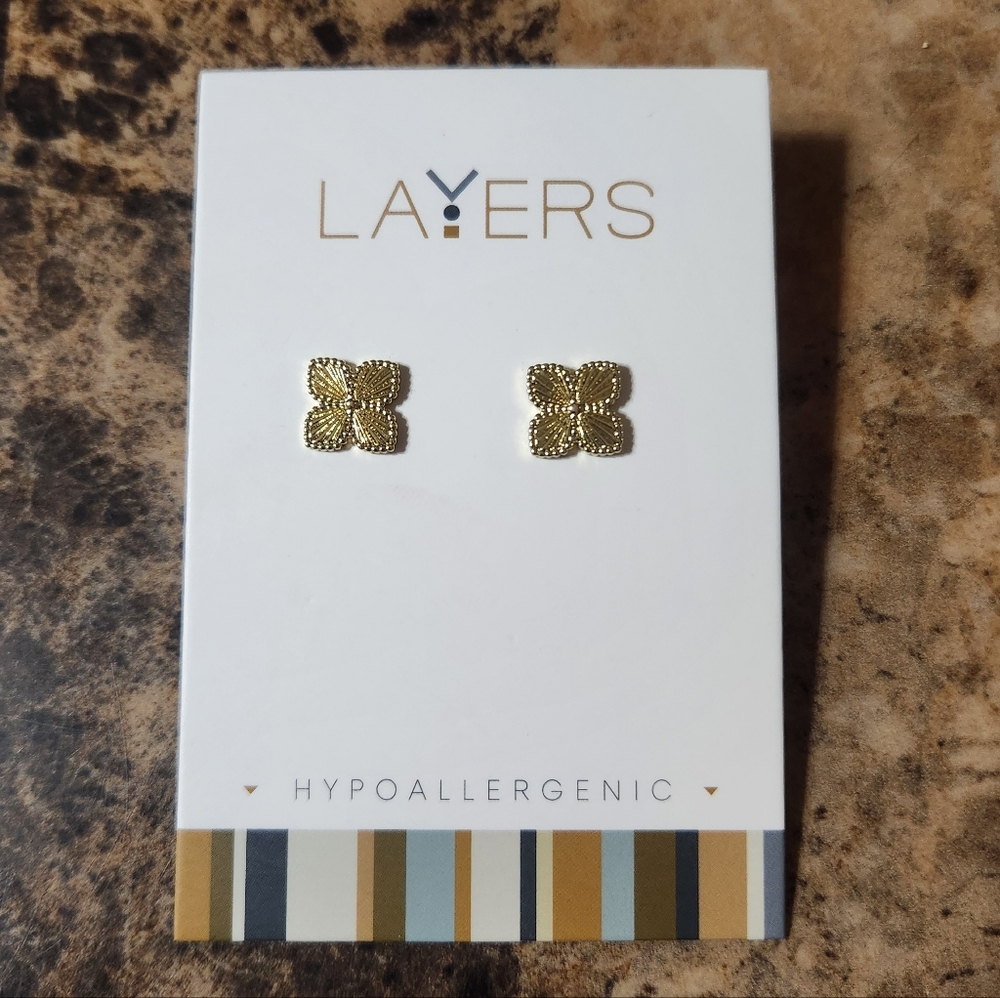 Layers Hypoallergenic Flower Stud Earrings